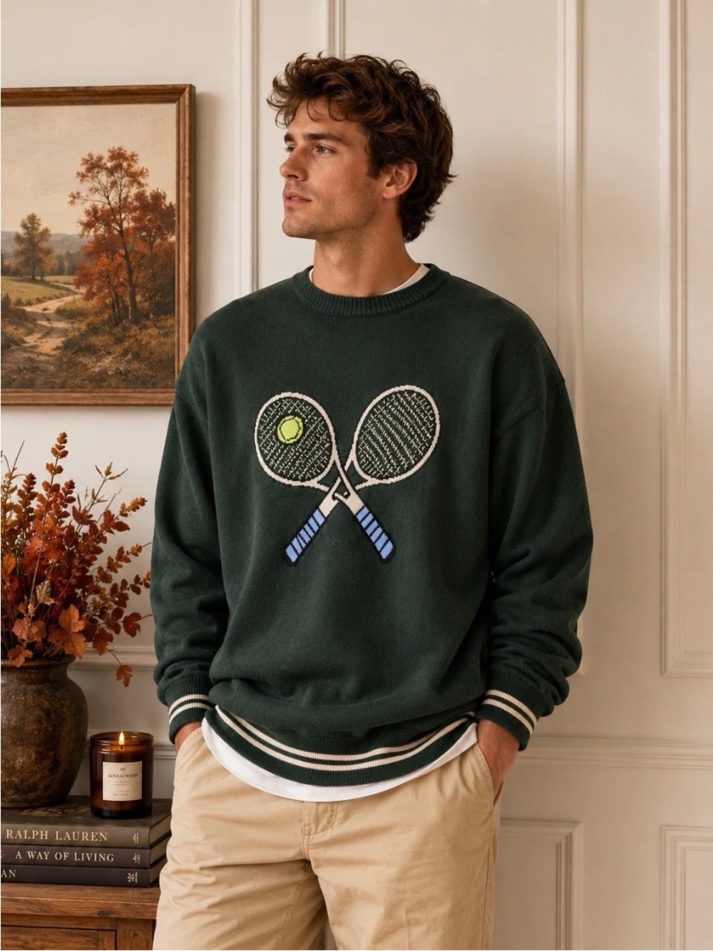Abercrombie & Fitch Oversized Tennis  Graphic Crew Sweater XXL NWT rare